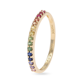 18ct Yellow Gold Rainbow Fancy Sapphire Eternity Ring