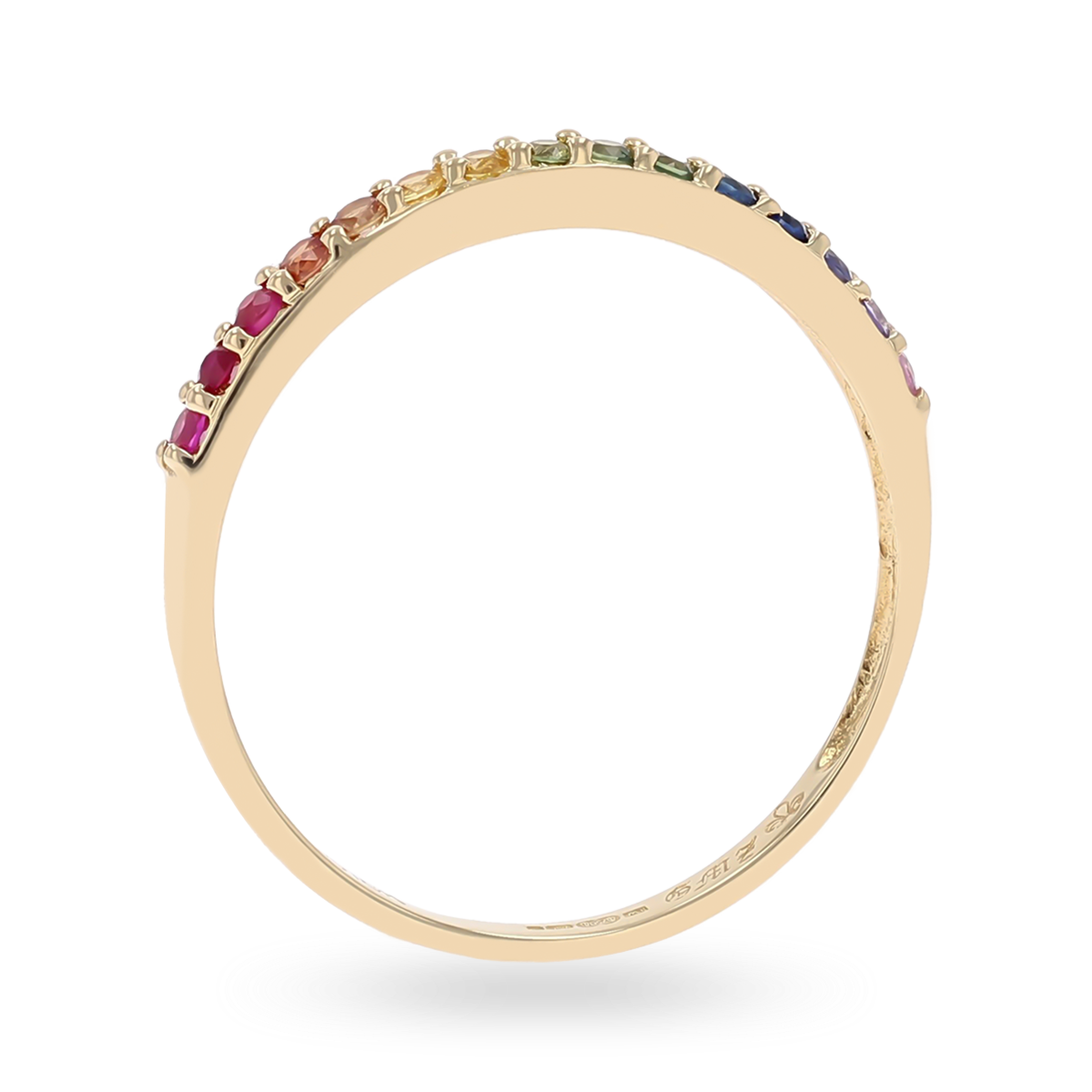 18ct Yellow Gold Rainbow Fancy Sapphire Eternity Ring