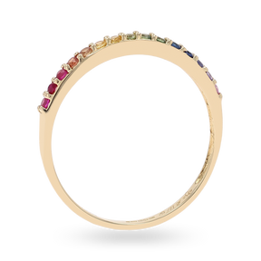 18ct Yellow Gold Rainbow Fancy Sapphire Eternity Ring