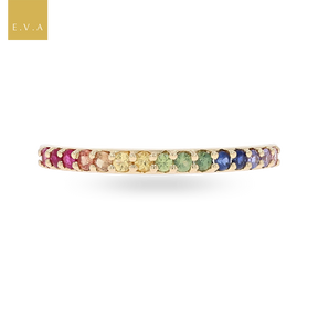 18ct Yellow Gold Rainbow Fancy Sapphire Eternity Ring