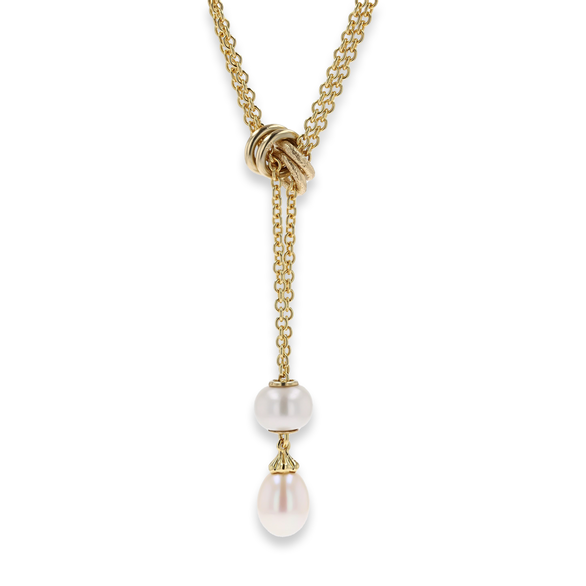 Trollbeads 14ct Yellow Gold Fantasy Necklace with Pearl with Pearl Bead & Gold 2+2