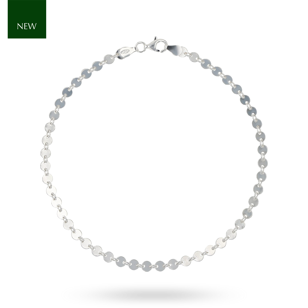 Sterling Silver Round Disc Link Anklet