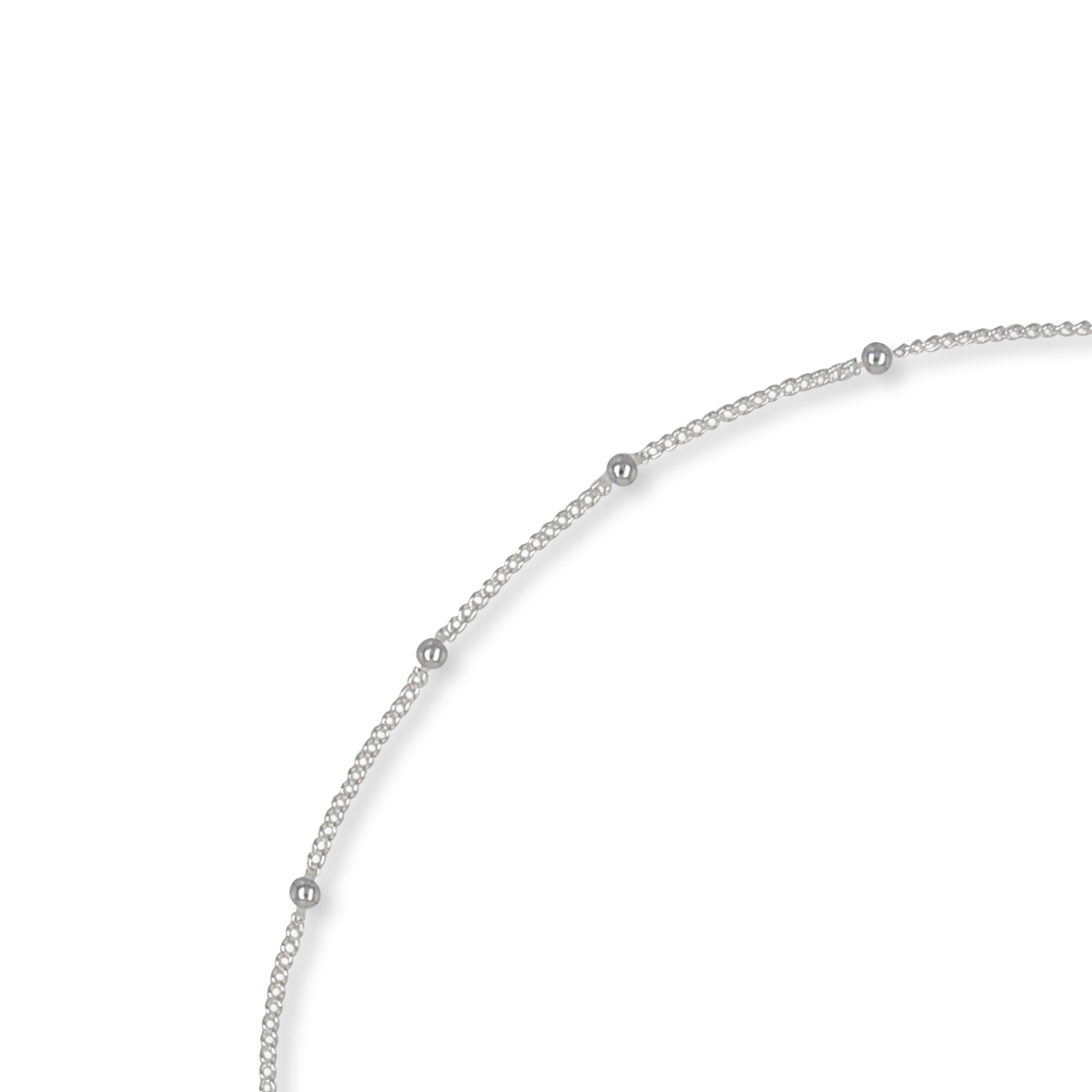 Sterling Silver Rolo & Faceted Bead Anklet