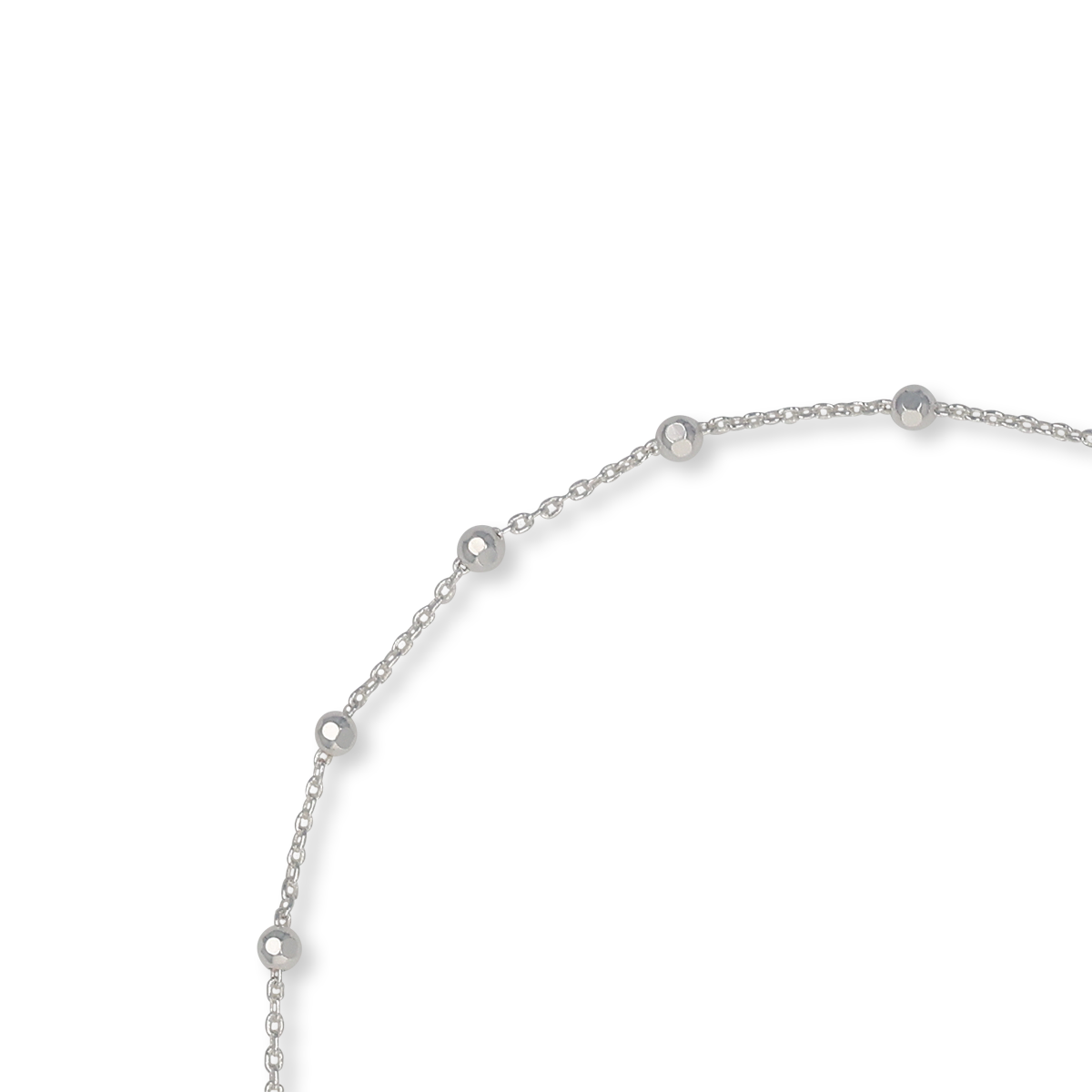 Sterling Silver Trace Link Beaded Anklet