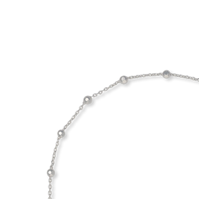 Sterling Silver Trace Link Beaded Anklet