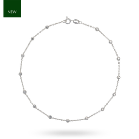 Sterling Silver Trace Link Beaded Anklet