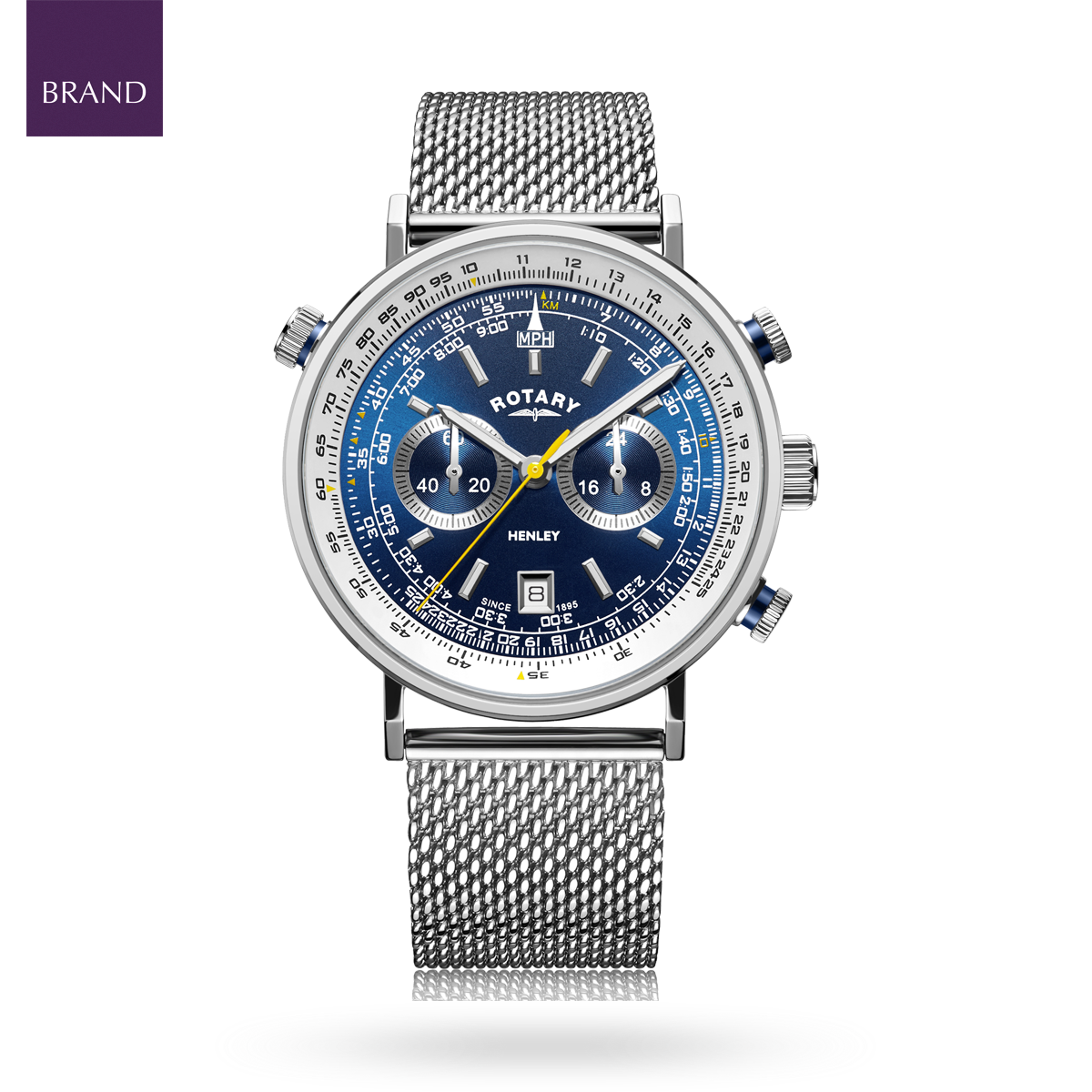 Rotary Henley Chronograph, Blue Dial with Stainless Steel Bracelet - GB05235/05
