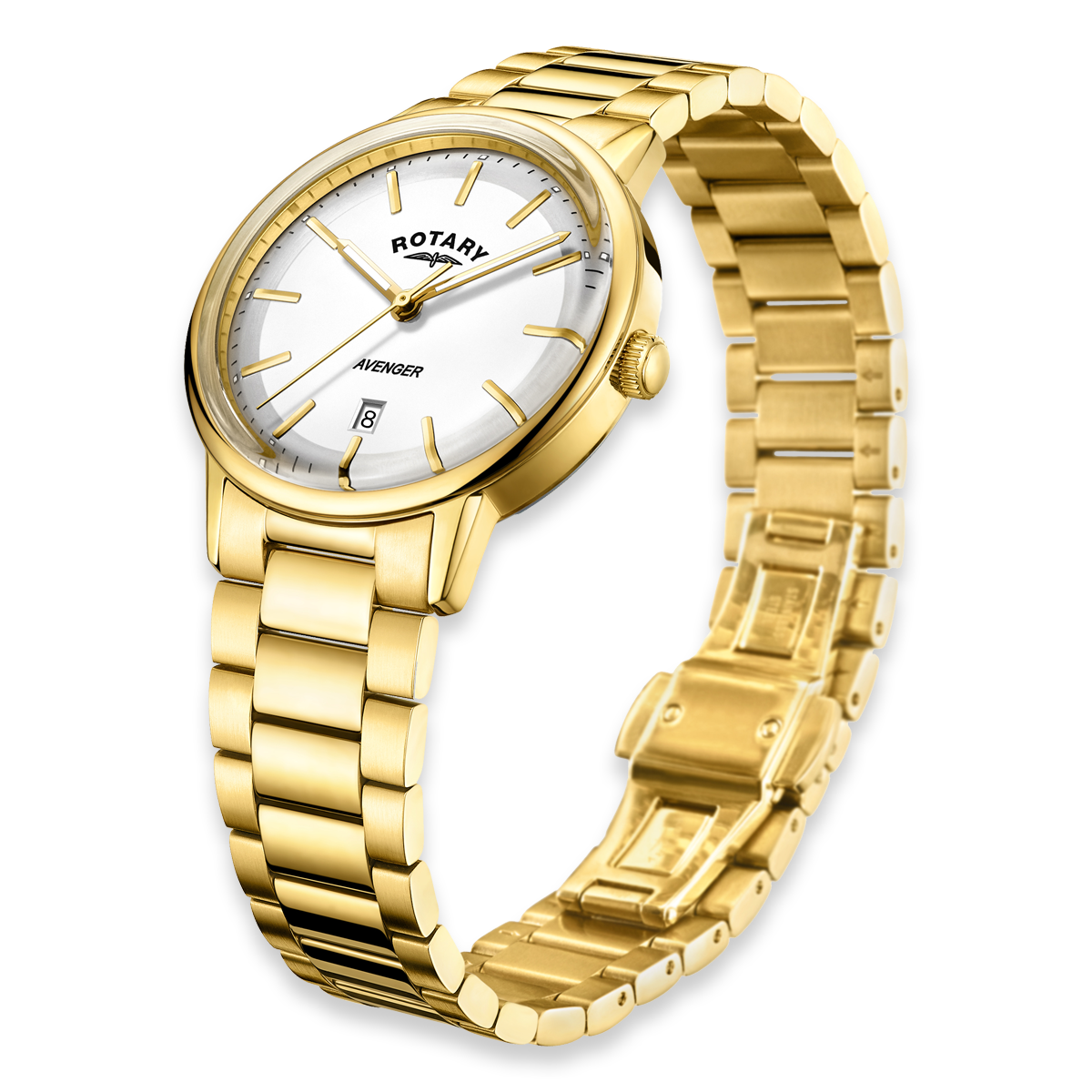 Rotary Avenger Watch, White Dial with Gold Plated Bracelet - GB05343/02