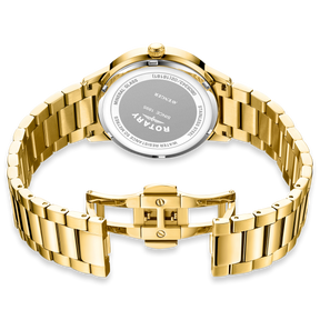 Rotary Avenger Watch, White Dial with Gold Plated Bracelet - GB05343/02
