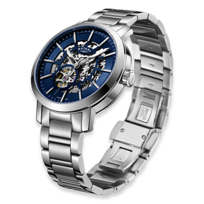 Rotary Greenwich Skeleton Automatic, Blue Dial with Stainless Steel Bracelet - GB05350/05