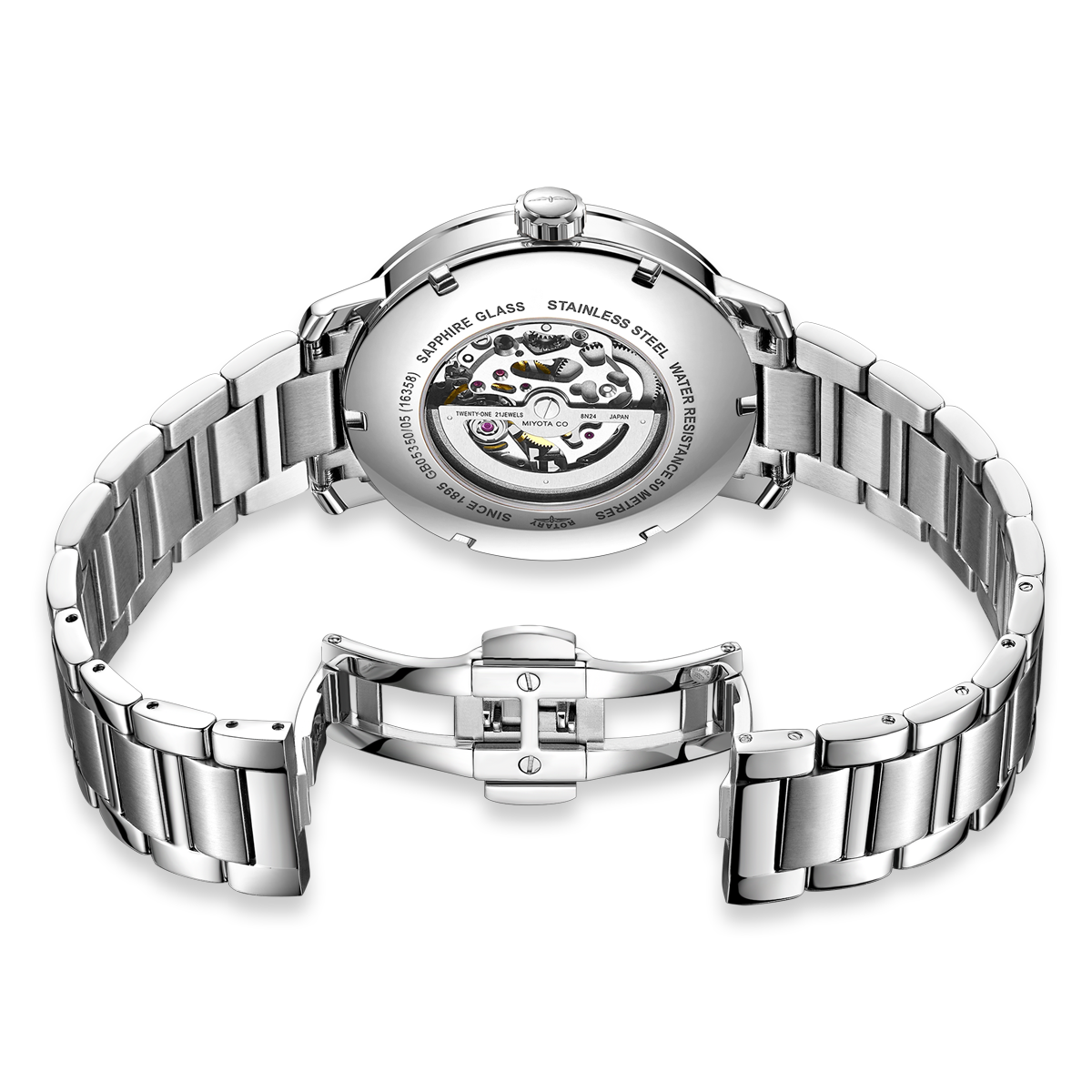 Greenwich Skeleton Automatic Blue Dial with Stainless Steel Bracelet