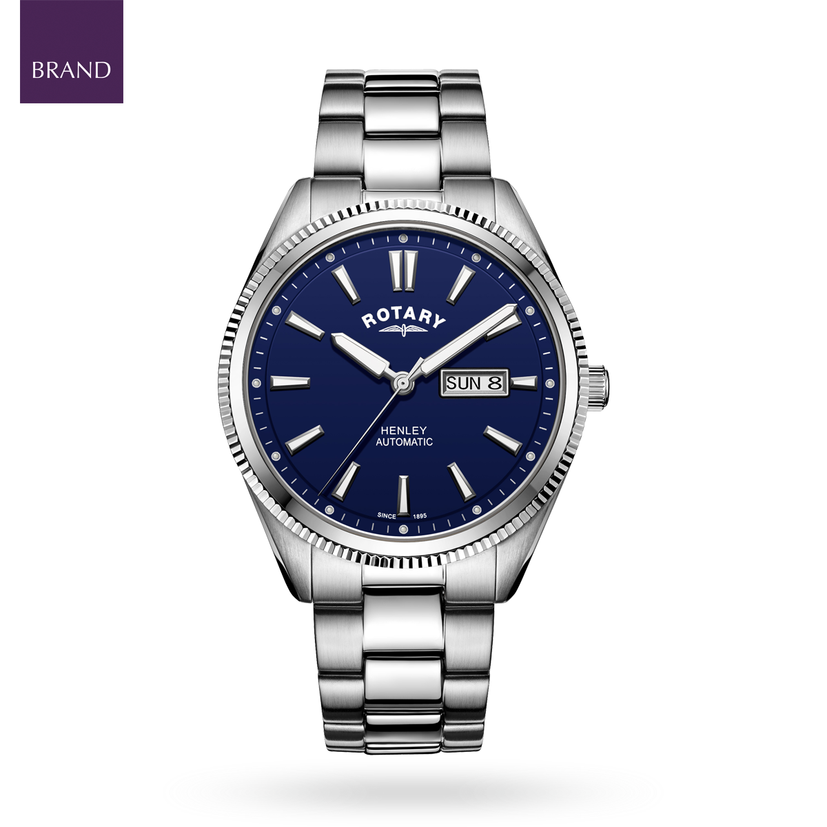 Rotary Henley Automatic Watch, Blue Dial with Stainless Steel Bracelet - GB05380/05