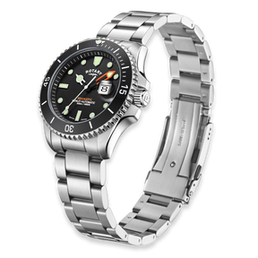 Rotary Henley Seamatic Automatic Diver, Black Dial with Stainless Steel Bracelet - GB05430/04