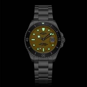 Rotary Henley Seamatic Automatic Diver, Yellow Dial with Stainless Steel Bracelet - GB05430/27