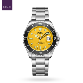 Rotary Henley Seamatic Automatic Diver, Yellow Dial with Stainless Steel Bracelet - GB05430/27