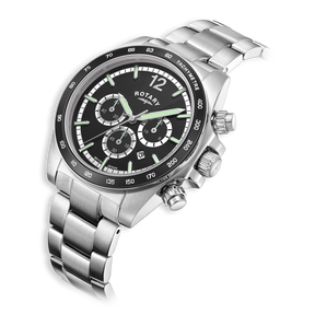 Rotary Henley Chronograph, Black Dial with Stainless Steel Bracelet - GB05440/04