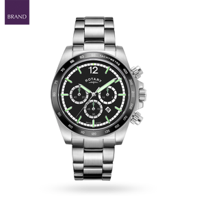 Rotary Henley Chronograph, Black Dial with Stainless Steel Bracelet - GB05440/04