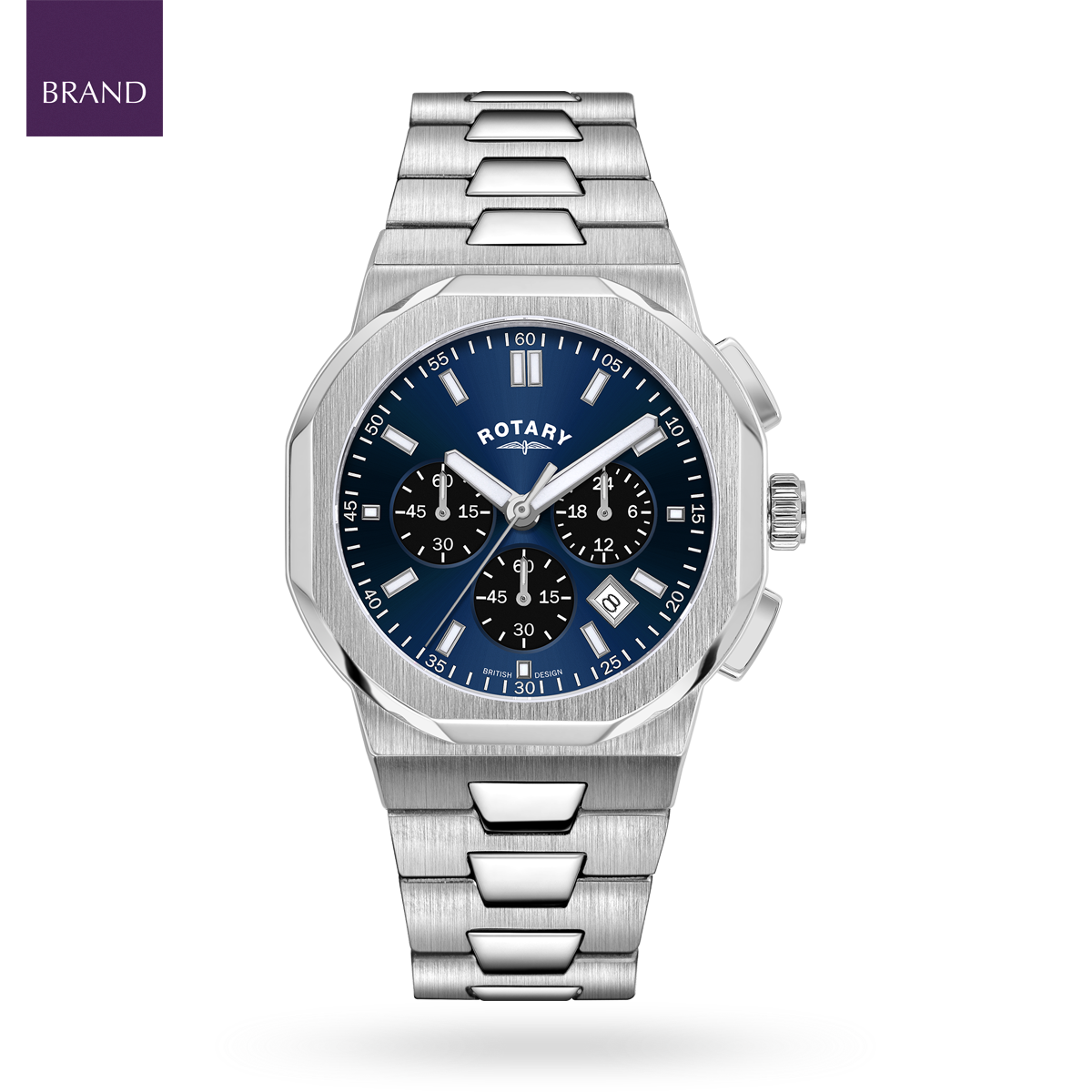 Rotary Regent Chronograph, Blue Dial with Brushed Stainless Steel Bracelet -  GB05450/05