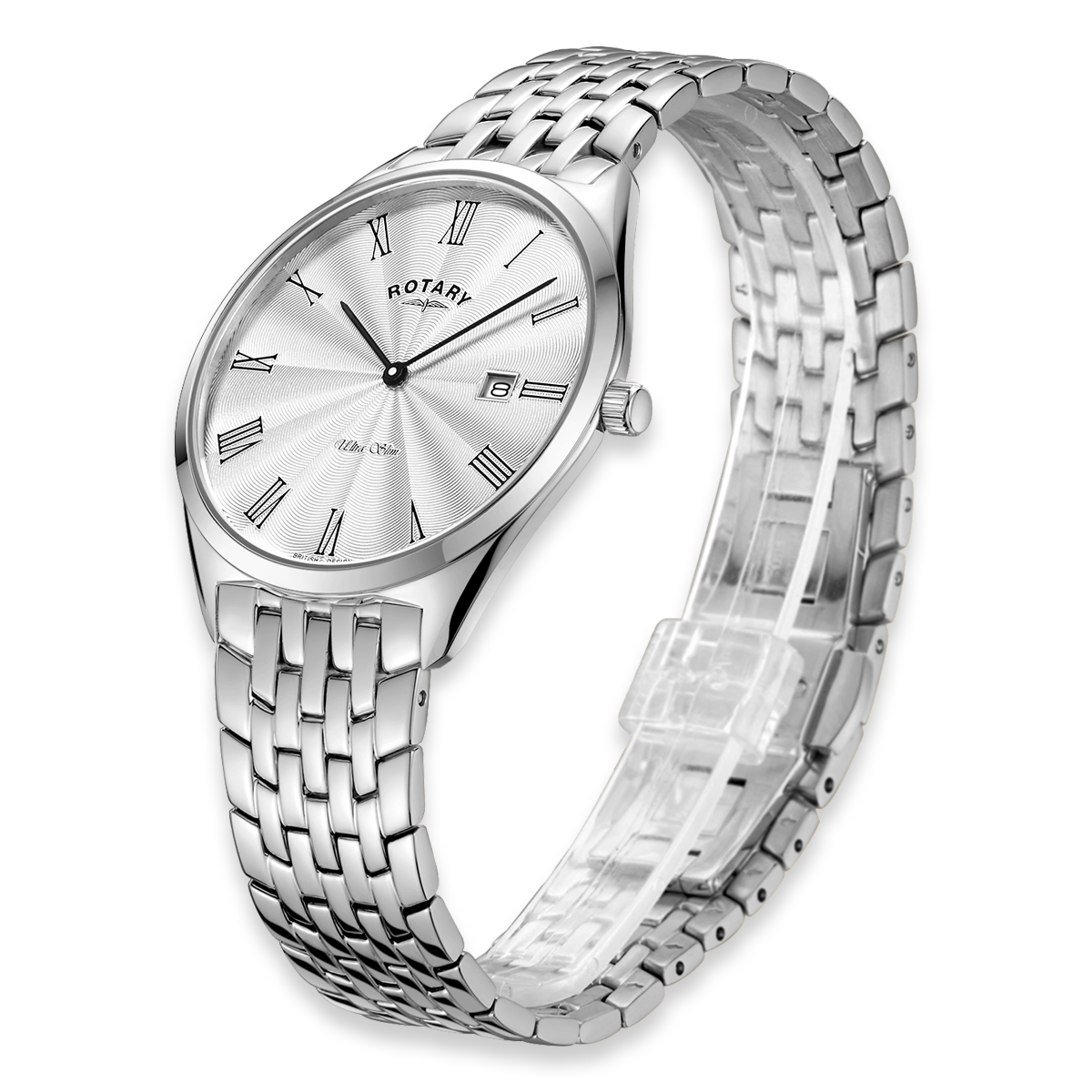 Rotary Ultra Slim Watch, Silver Dial with Stainless Steel Bracelet - GB08010/01