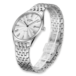 Rotary Ultra Slim Watch, Silver Dial with Stainless Steel Bracelet - GB08010/01