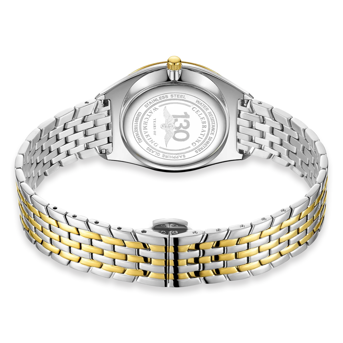 Rotary Ultra Slim 2-Tone Watch, Silver Dial with Stainless Steel Bracelet - GB08011/02