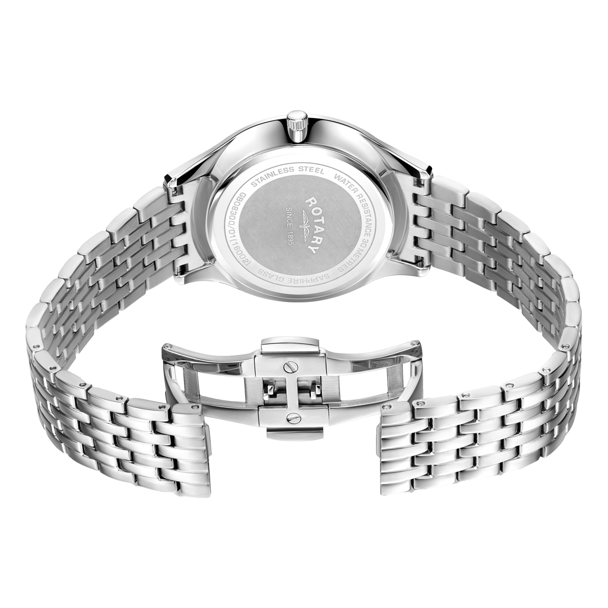 Rotary ultra slim sales white stainless steel watch