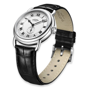 Rotary Canterbury Watch, Silver Dial with Black Leather Strap - GS02424/21