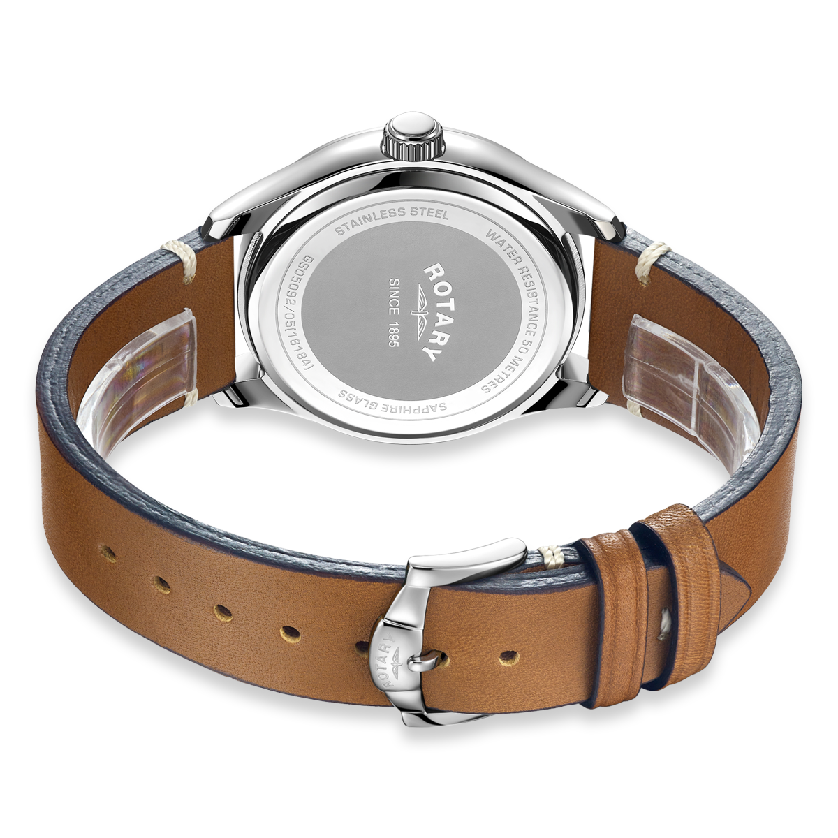 Rotary Oxford Watch, Blue Dial with Brown Leather Strap - GS05092/05