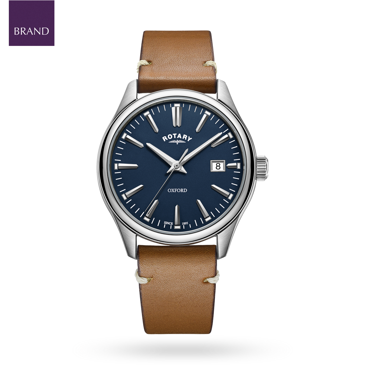 Rotary Oxford Watch, Blue Dial with Brown Leather Strap - GS05092/05