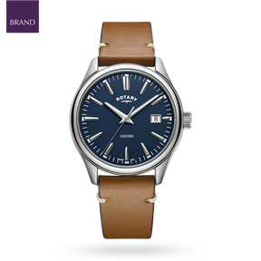 Rotary Oxford Watch, Blue Dial with Brown Leather Strap - GS05092/05