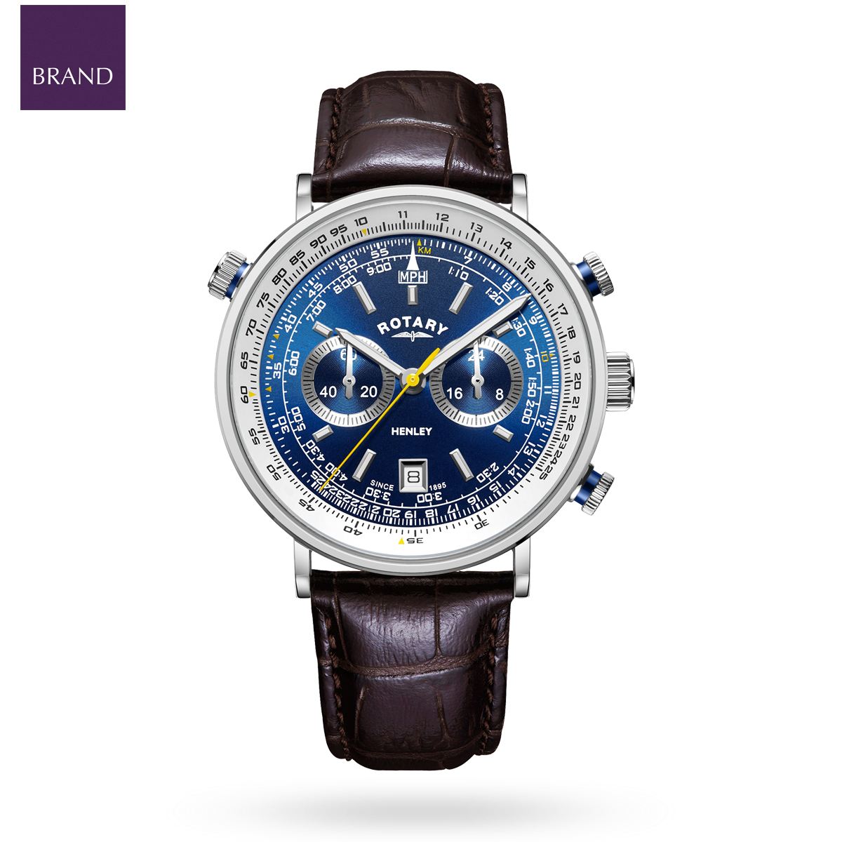 Rotary Henley Chronograph, Blue Dial with Brown Leather Strap - GS05235/05