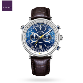 Rotary Henley Chronograph, Blue Dial with Brown Leather Strap - GS05235/05