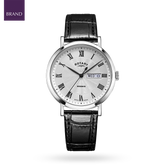 Rotary Heritage Stainless Steel Watch, White Dial with Black Leather Strap - GS05420/01