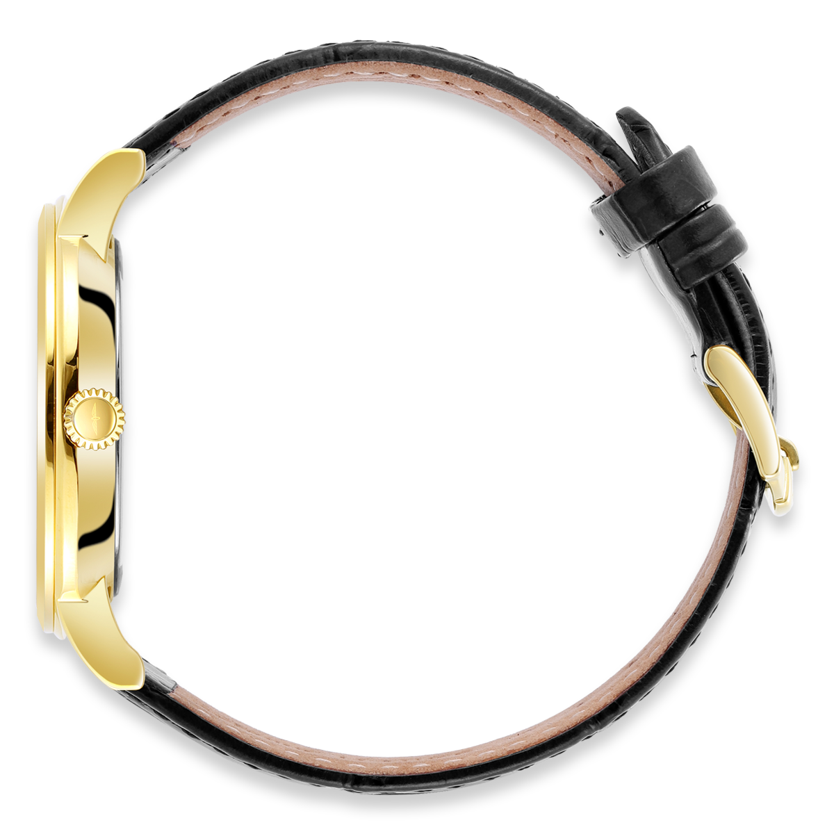 Rotary Heritage Gold Plated Watch, White Dial with Black Leather Strap - GS05423/01