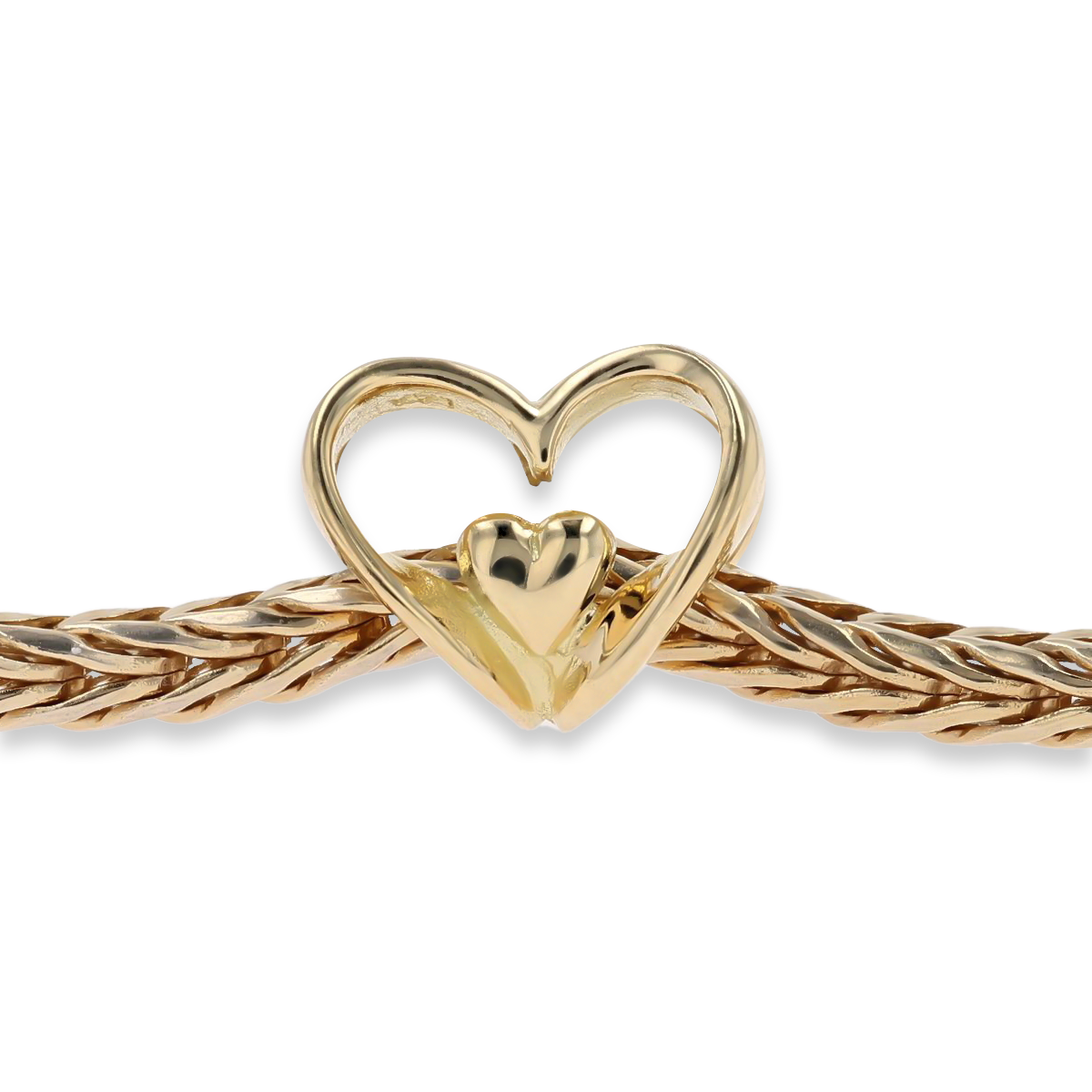 Trollbeads Exclusive 18ct Yellow Gold Heart to Heart on Bracelet