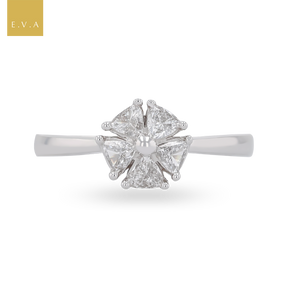 18ct White Gold Trilliant Cut 0.65ct Diamond Flower Ring