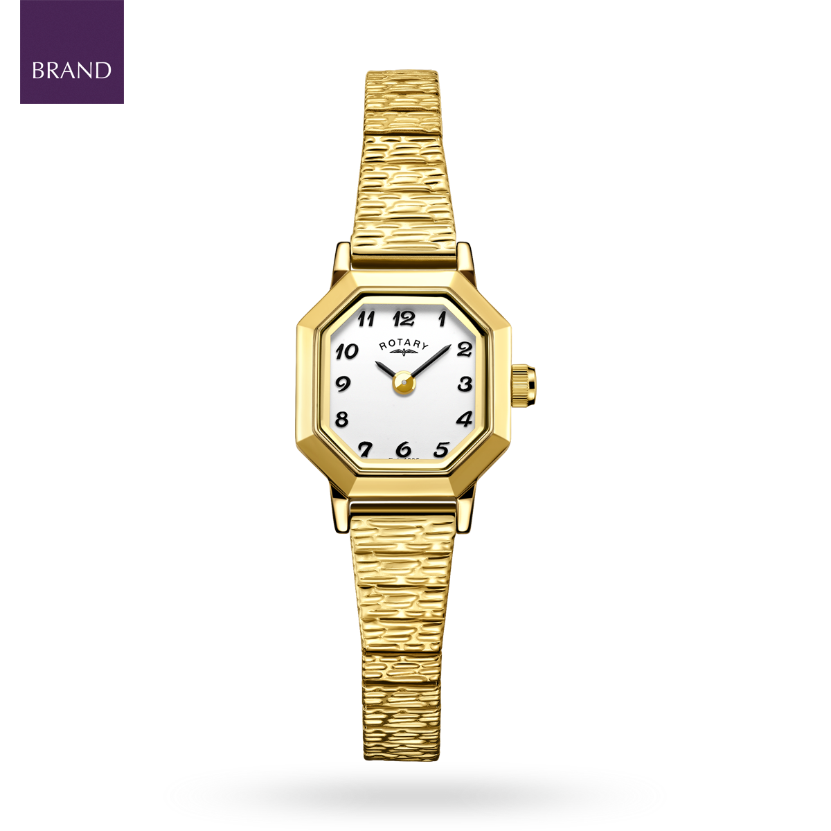 Rotary Expander Watch, Octagon Shaped White Dial with Gold Plated Bracelet - LB00764/29