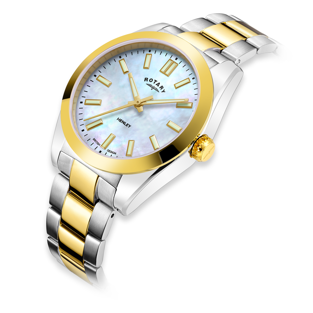 Rotary Henley 2-Tone Watch, Mother of Pearl Dial with Stainless Steel Bracelet - LB05281/41