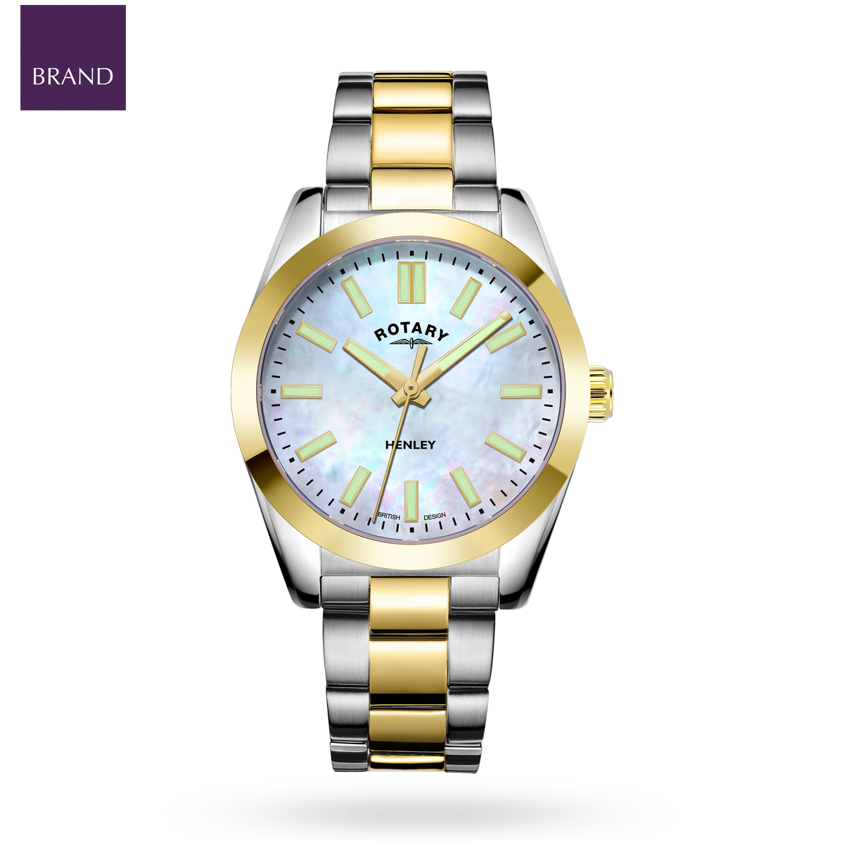 Rotary Henley 2-Tone Watch, Mother of Pearl Dial with Stainless Steel Bracelet - LB05281/41