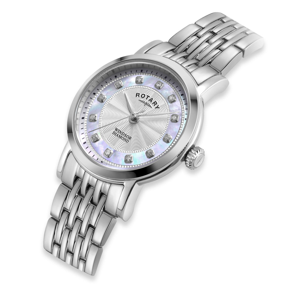 Rotary Windsor Diamond Set, Mother of Pearl Dial with Stainless Steel Bracelet - LB05420/41/D