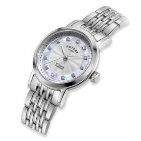 Rotary Windsor Diamond Set, Mother of Pearl Dial with Stainless Steel Bracelet - LB05420/41/D