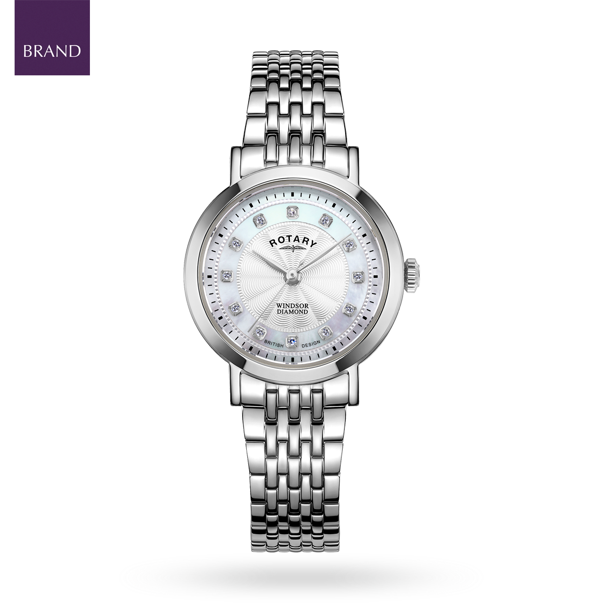 Rotary Windsor Diamond Set, Mother of Pearl Dial with Stainless Steel Bracelet - LB05420/41/D