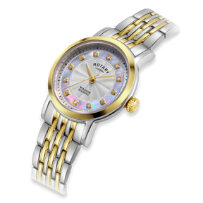 Rotary Windsor 2-Tone Diamond Set, Mother of Pearl Dial with Stainless Steel Bracelet - LB05421/41/D