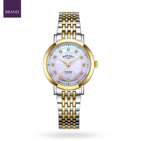 Rotary Windsor 2-Tone Diamond Set, Mother of Pearl Dial with Stainless Steel Bracelet - LB05421/41/D