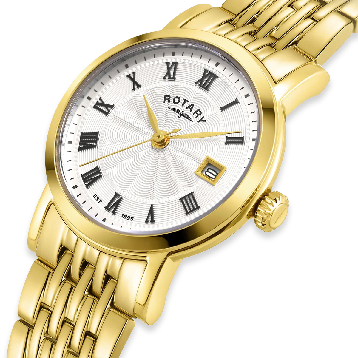 Rotary Heritage Ladies Watch, Silver Dial with Gold Plated Bracelet - LB05423/01