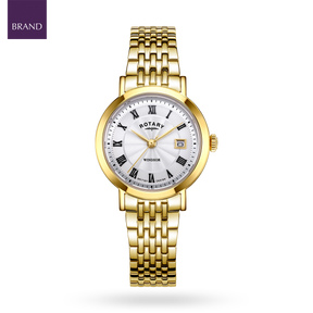 Rotary Windsor Watch, Silver Dial with Gold Plated Bracelet - LB05423/01