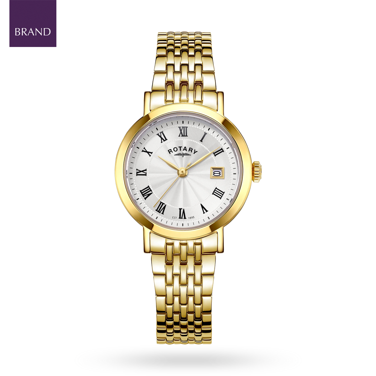 Rotary Heritage Ladies Watch, Silver Dial with Gold Plated Bracelet - LB05423/01