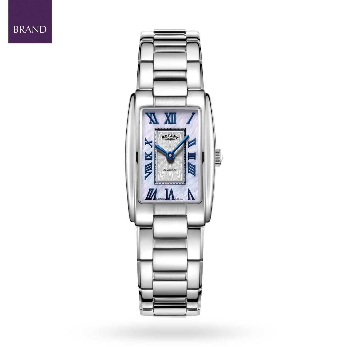 Rotary Cambridge Watch, Mother of Pearl Rectangular Dial with Stainless Steel Bracelet - LB05435/07