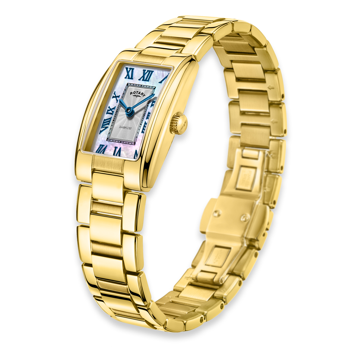 Rotary Cambridge Watch, Mother of Pearl Rectangular Dial with Gold Plated Bracelet - LB05438/07