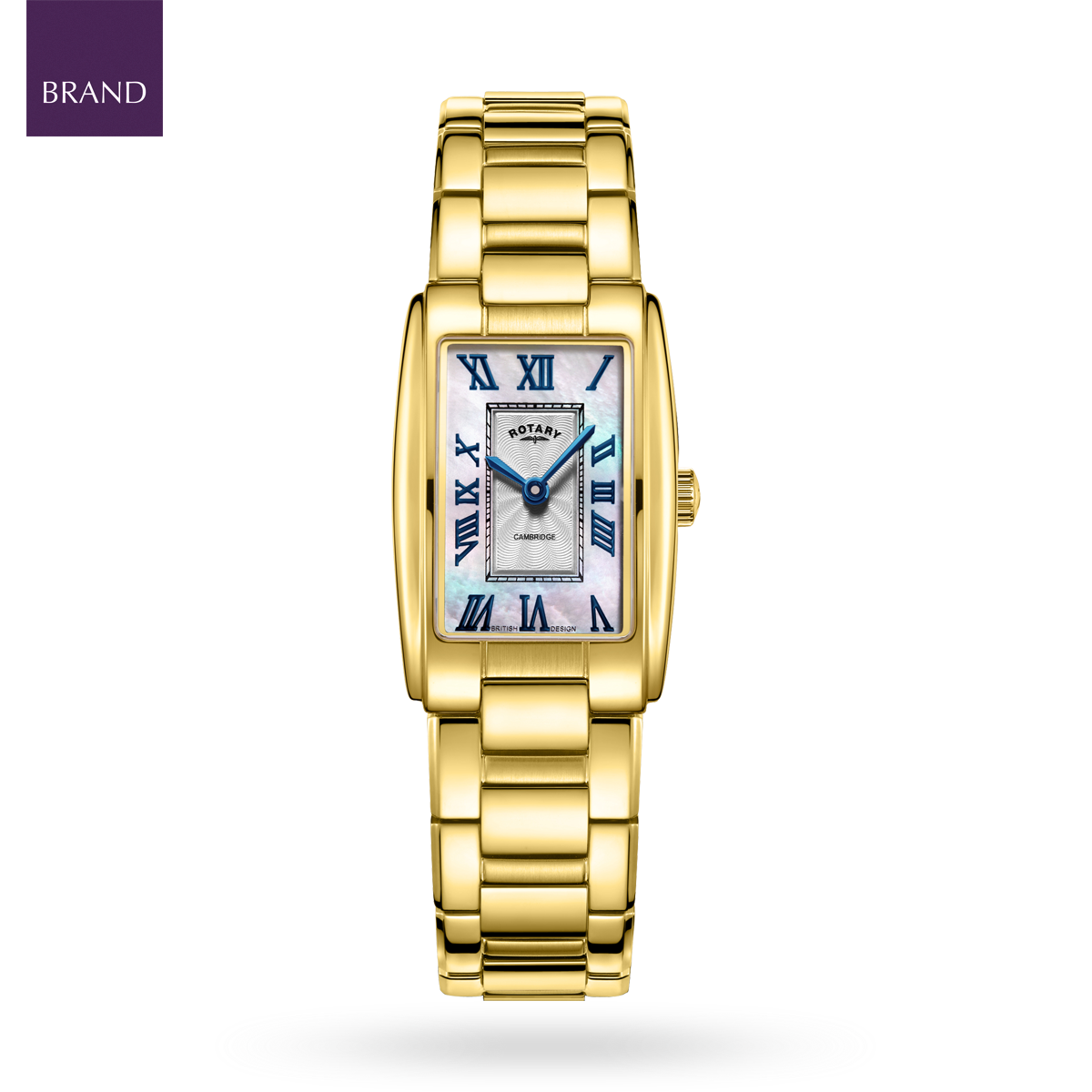 Rotary Cambridge Watch, Mother of Pearl Rectangular Dial with Gold Plated Bracelet - LB05438/07
